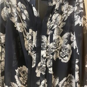 Ann Taylor Cream Tie Front Long Sleeve Blouse